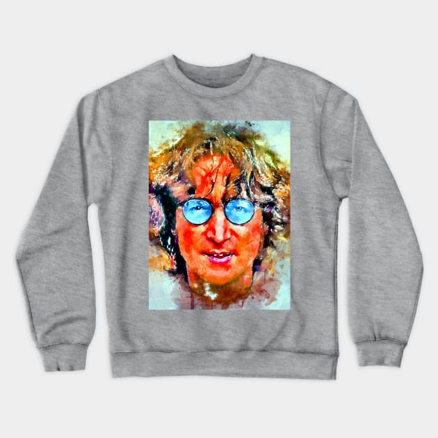 Watercolor Lennon Crewneck Sweatshirt by danieljanda